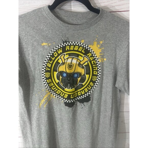 Bumblebee Transformers Boys 12/14 Energon Engines Yellow Rebel Racing T-shirt - Picture 2 of 7